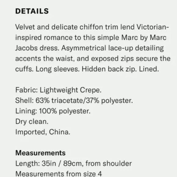 NWT Marc by Marc Jacobs SZ 8 Irving Tie Dress Velvet Chiffon Trim Whimsical Goth - Picture 16 of 16